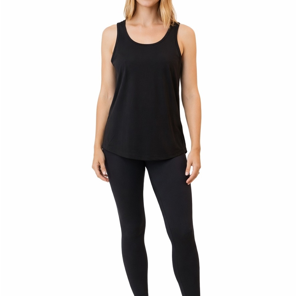 90 Degree By Reflex Size Medium Black Open-Back Activewear Tank Top